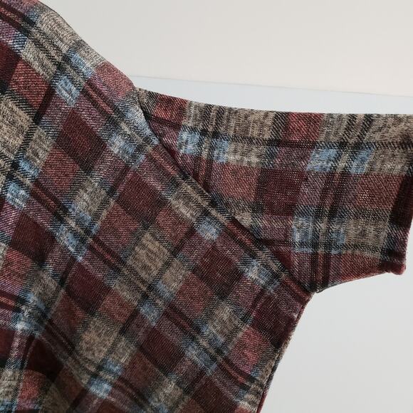 JODIFL Plaid Half Sleeve Pullover Scoopneck Oversized Tunic Top - Picture 9 of 11